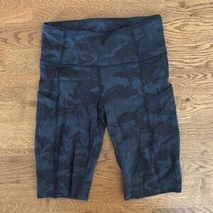 lululemon fast and free high rise shorts 10" camo black gray 4 pockets running